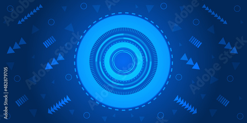 Abstract circle technology background with Bright circle and shine light within. Database structure concept with line and dot connection. Medical technology template for hospital and lab. Vector.