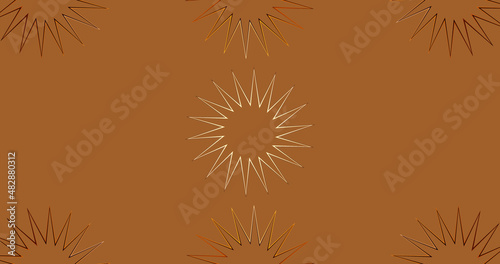 Render with flat silhouettes of sharp stars on a dark yellow background