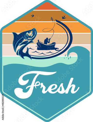 Fishing sea design for print