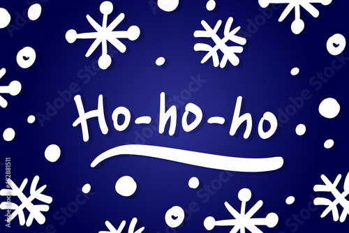 Christmas hohoho greeting lettering card winter season blue background snowflake doodle banner illustration typography lettering poster text phrase paper print template