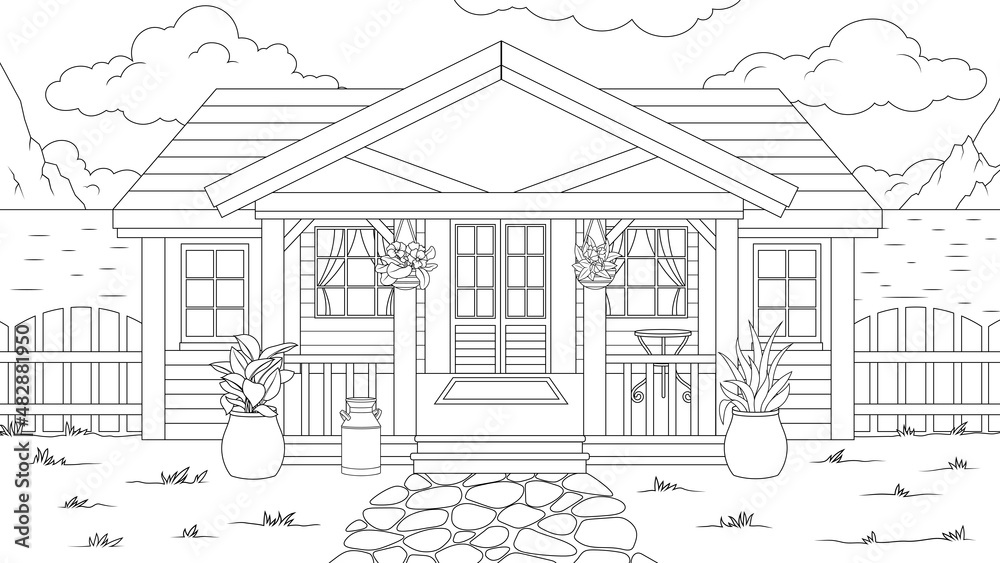 Vector illustration, summer house by the sea,