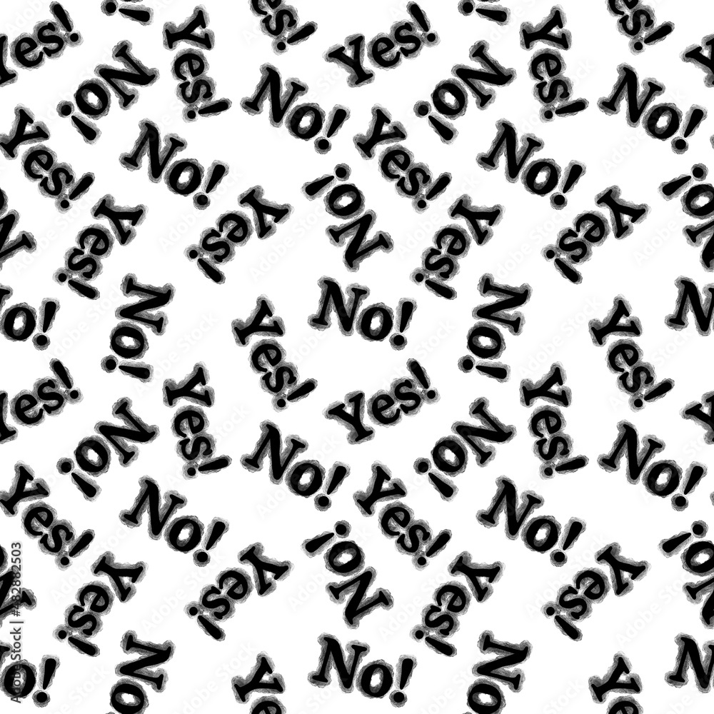 Seamless yes no words pattern for wallpaper and fabrics and packaging and gifts and cards and linens Seamless yes no words pattern for wallpaper and fabrics and packaging and gifts and cards and linens