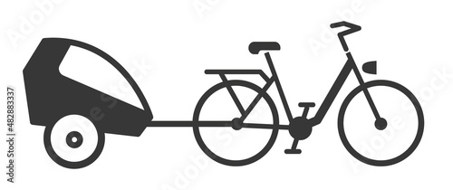 Fahrradanhänger icon Vektor Illustration isoliert auf weißem Hintergrund - Kinderfahrradanhänger