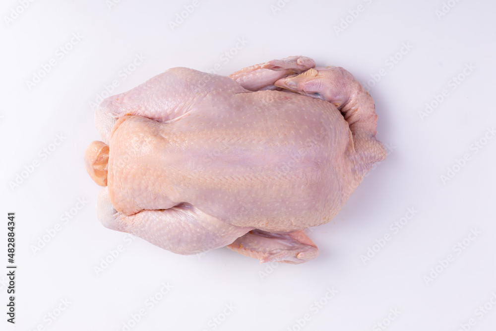 Fresh raw whole chicken on white background Fresh raw whole chicken on white background