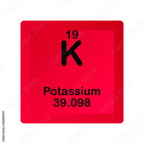 Potassium K Chemical Element vector illustration diagram, with atomic number and mass. Simple flat dark gradient design for education, lab, science class.