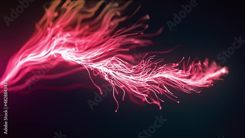 Abstract Fluid Particles Graphic Intro Background/ 4k animation of an abstract fluid particles background graphic design intro with light flare fading in photo