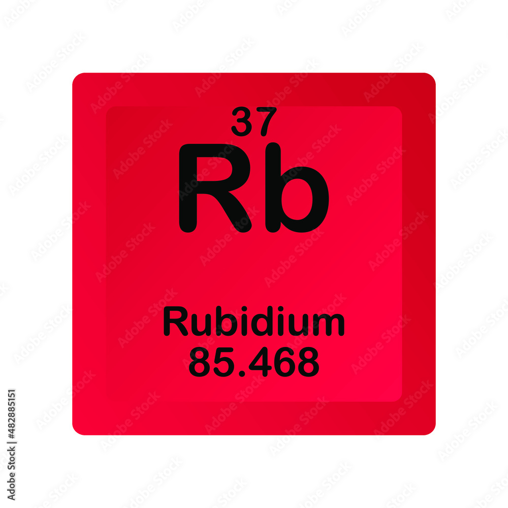 Rubidium Rb Chemical Element vector illustration diagram, with atomic number and mass. Simple flat dark gradient design for education, lab, science class. Rubidium Rb Chemical Element vector illustration diagram, with atomic number and mass. Simple flat dark gradient design for education, lab, science class.