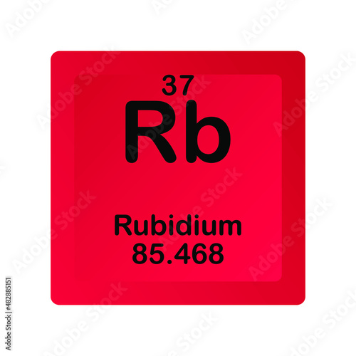 Rubidium Rb Chemical Element vector illustration diagram, with atomic number and mass. Simple flat dark gradient design for education, lab, science class.