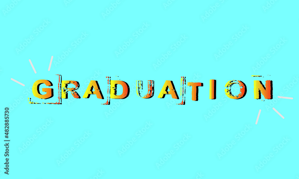 Word graduation lettering vector concept without background. Graduate cap thrown up. Congratulation graduates 2022 class. Flat cartoon design of greeting, web banner, invitation card, prints