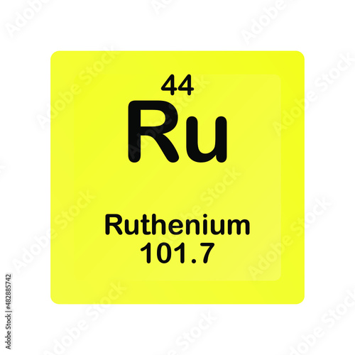 Ruthenium Ru Chemical Element vector illustration diagram, with atomic number and mass. Simple flat dark gradient design for education, lab, science class. © Basstock