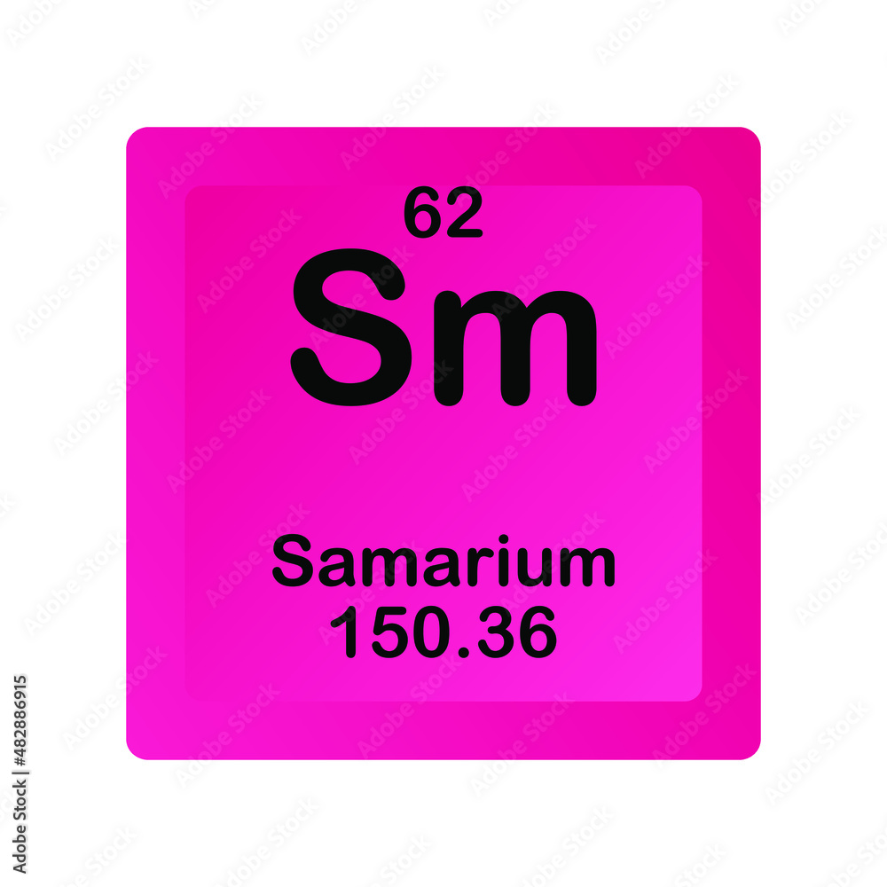 Samarium Sm Chemical Element vector illustration diagram, with atomic number and mass. Simple flat dark gradient design for education, lab, science class. Samarium Sm Chemical Element vector illustration diagram, with atomic number and mass. Simple flat dark gradient design for education, lab, science class.