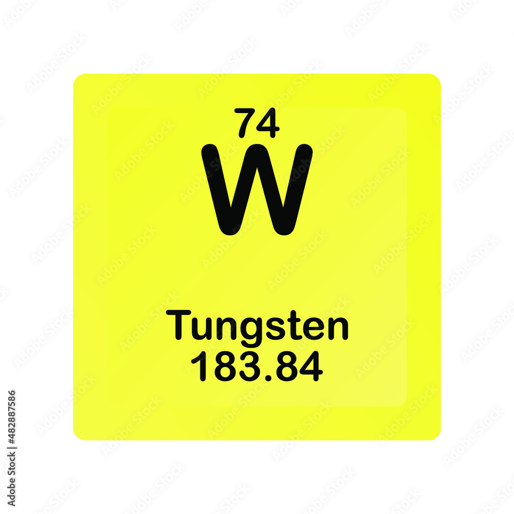Tungsten W Chemical Element vector illustration diagram, with atomic