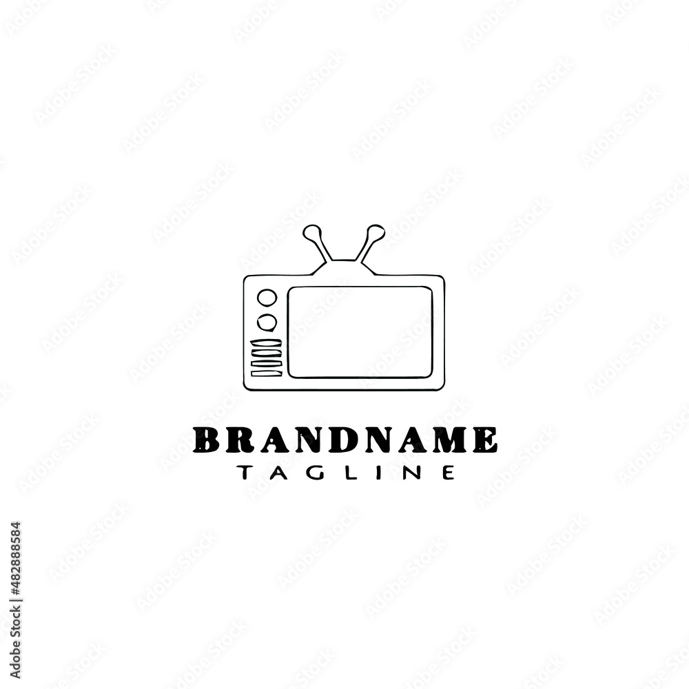 old television logo cartoon design icon template black isolated illustration