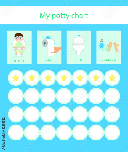 Boy Potty Chart. Potty Training Chart. Potty Reward Chart. Daily Routine.