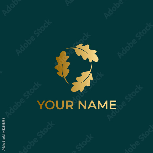 oak 3 leaf design logo illustration