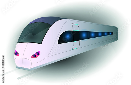 Realistic high speed electro urban train for passengers and railway, vector image isolation on white background.eps 10.vector illustration on light and soft colours, logo design for stock style