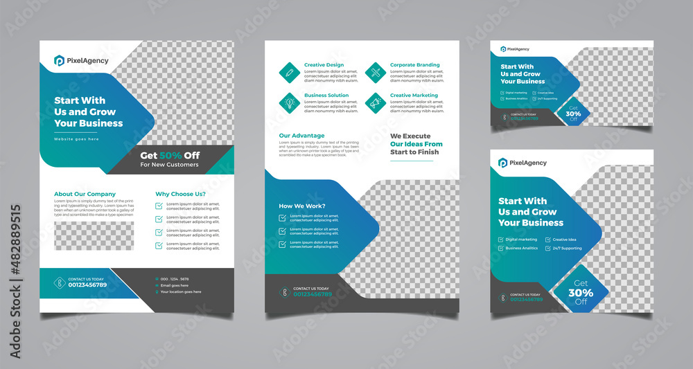 Business flyer and social media banner template set