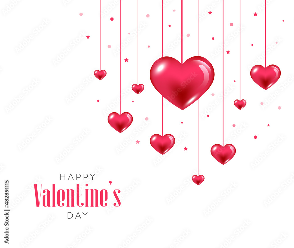 Stylish lovely happy valentine's day background with 3d red hearts, Concept for valentine's day sale greeting card, banner, poster, flyer in vector illustration