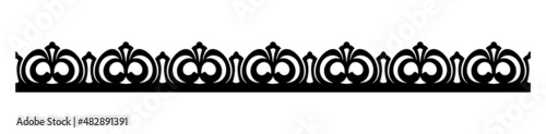 Seamless vector ornament on a white background. For printing and laser cutting. The idea of cutting decorative elements from wood to decorate the facade of a house or interior.