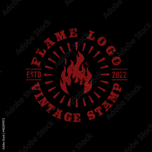 Vintage retro Flame Logo Stamp Design Inspiration