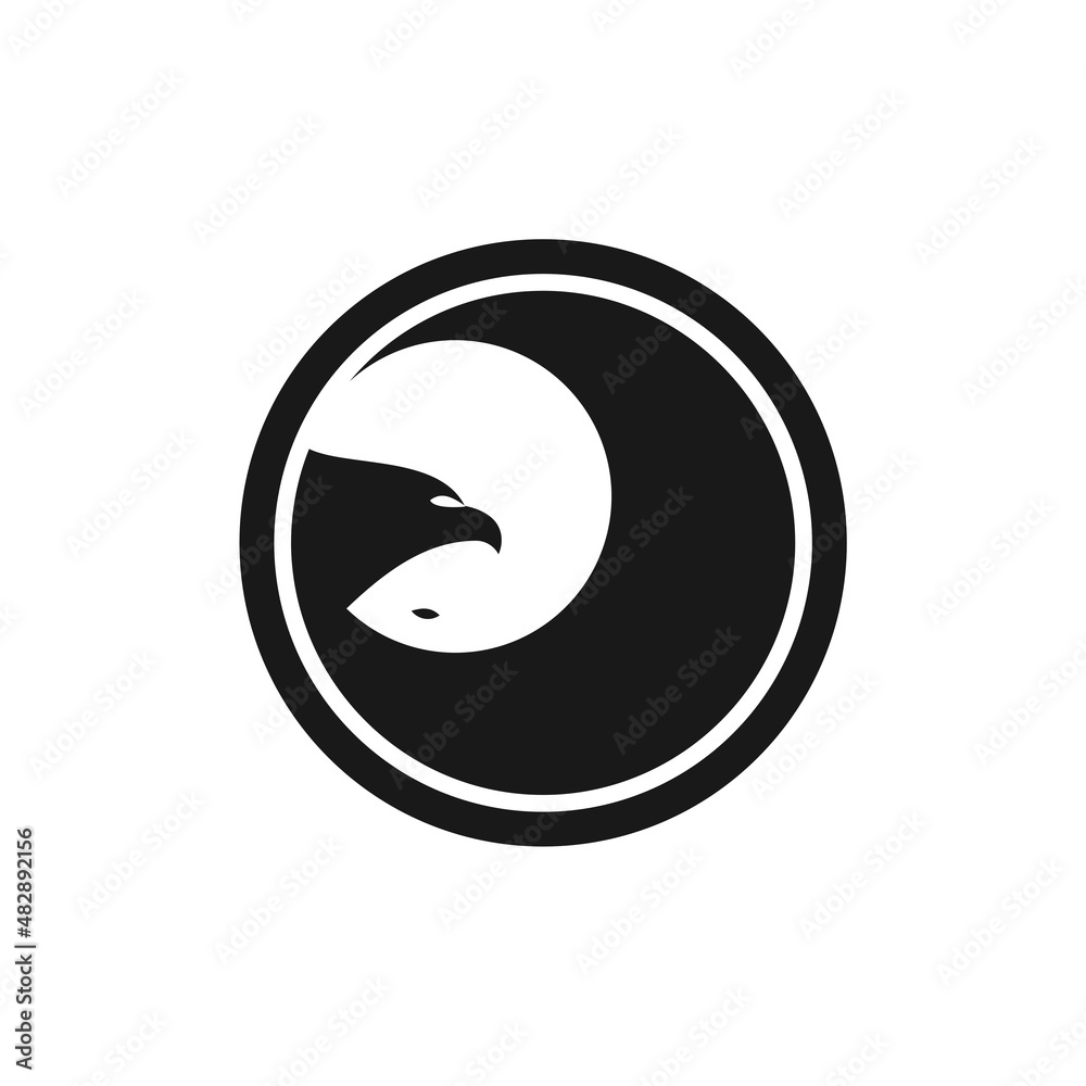 Eagle head and hidden fish logo isolated on white background Eagle head and hidden fish logo isolated on white background