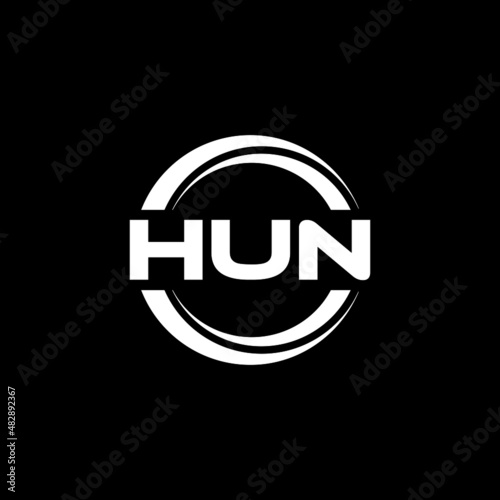 HUN letter logo design with black background in illustrator, vector logo modern alphabet font overlap style. calligraphy designs for logo, Poster, Invitation, etc.