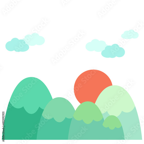 山と太陽の自然な風景