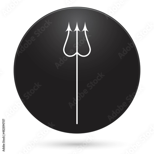 devil trident icon, black circle button, vector illustration.