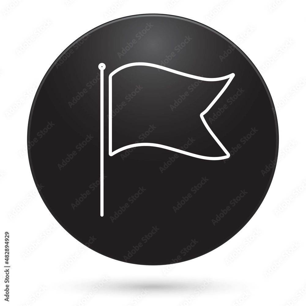 flag icon, black circle button, vector illustration. flag icon, black circle button, vector illustration.