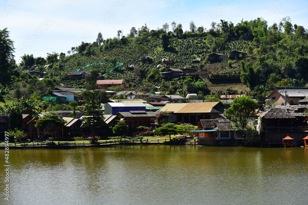 Fototapeta premium village on the lake