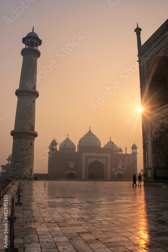 View of jawab from Taj Mahal base at sunrise, Agra, Uttar Pradesh, India
