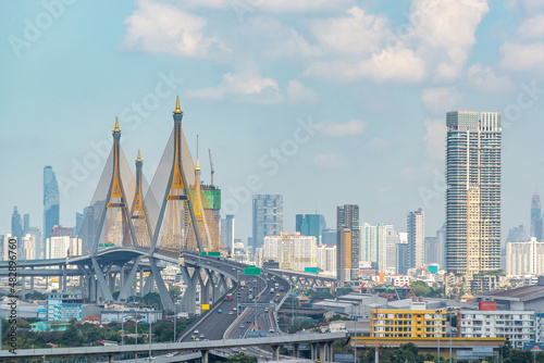 Bhumibol Bridge is one of the most beautiful bridges in Thailand.The name of this bridge comes from the name of The king of Thailand. photo