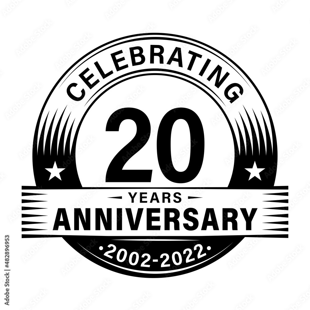 Fototapeta premium 20 years anniversary celebration design template. 20th logo vector illustrations.