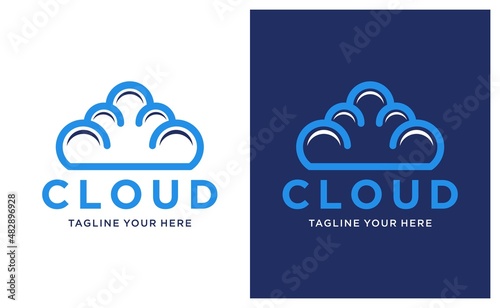 Wallpaper Mural Cloud logo creative design template, cloud computing concept, vector illustration. on a black and white background. Torontodigital.ca