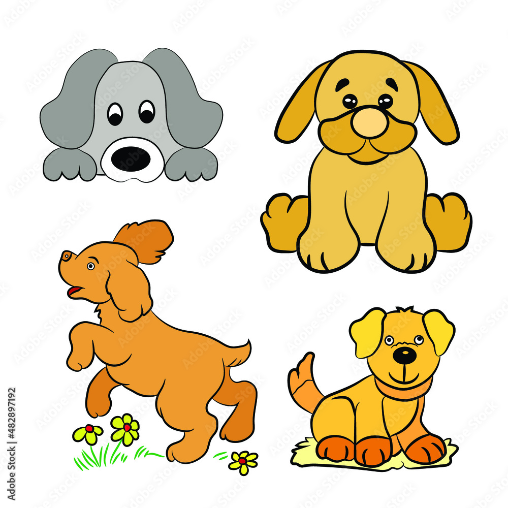 set of dog illustration set of dog illustration