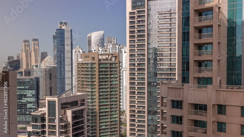 Aerial cityscape timelapse with modern architecture of Dubai downtown. © neiezhmakov