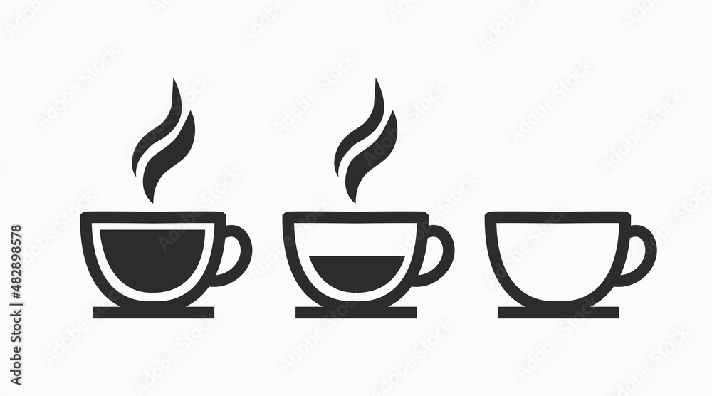 Coffee Cup Set. Vector isolated black and white flat editable illustration Coffee Cup Set. Vector isolated black and white flat editable illustration