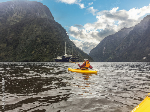 Canoeing through magnificent Doubtful Sound, New Zealand © imagoDens