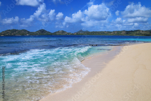 Sandy beach at White Island near Carriacou Island, Grenada. photo