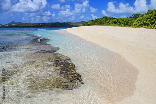 Sandy beach at White Island near Carriacou Island, Grenada. photo