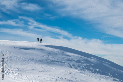 Monte Nerone snow capped in the Marche region in the Province of Pesaro Urbino Italy