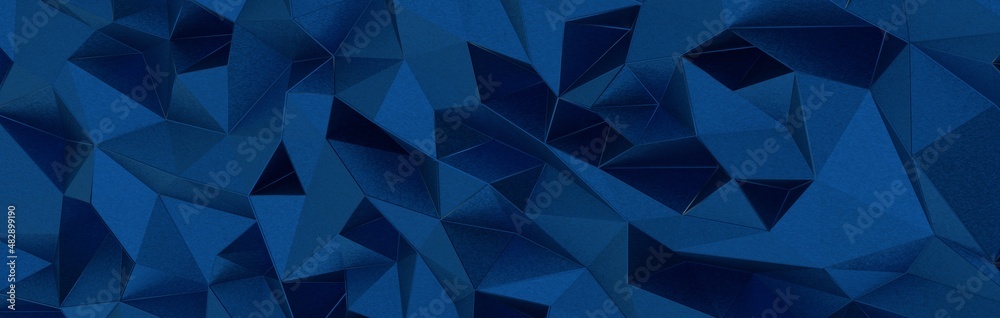 Fototapeta premium 3D Illustration Geometric, Polygon, Line,Triangle pattern shape with molecule structure. Polygonal with blue background