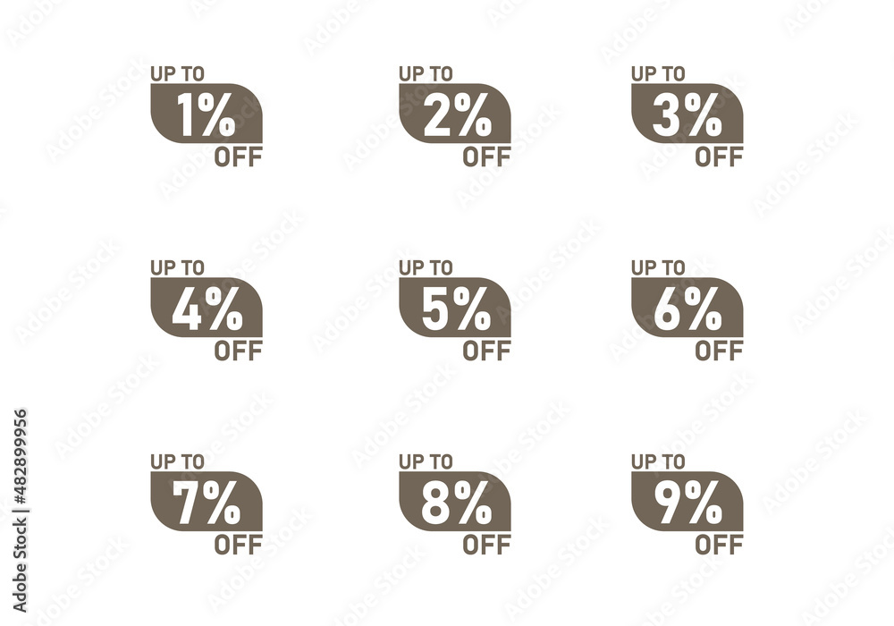 up to sale stickers 1 percent to 9 percent sale tag stamps
