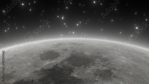 Fototapeta Naklejka Na Ścianę i Meble -  Beautiful View Over Moon Lunar Surface Outer Space Sky Twinkle Stars - Abstract Background Texture