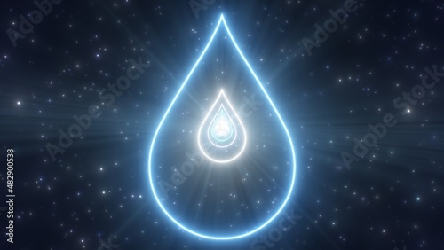 Water Teardrop Shape Droplet Outline Spring Season Neon Lights Tunnel - Abstract Background Texture