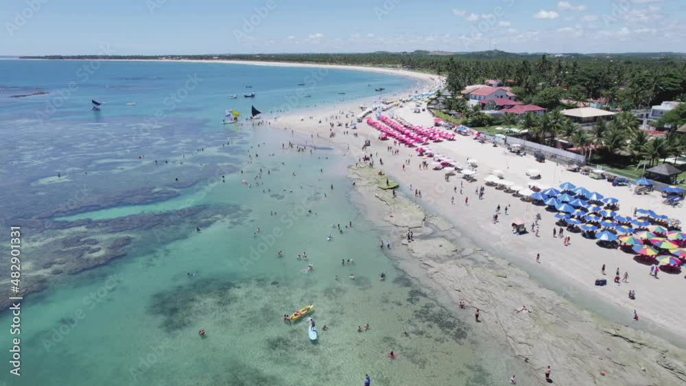 Aerial view of Porto de Galinhas beaches, Pernambuco, Brazil. Natural pools. Fantastic vacation travel. Great beach scene. 4K. Aerial view of Porto de Galinhas beaches, Pernambuco, Brazil. Natural pools. Fantastic vacation travel. Great beach scene. 4K.