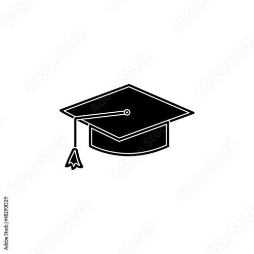 Vector illustration. Graduate cap outline icon.