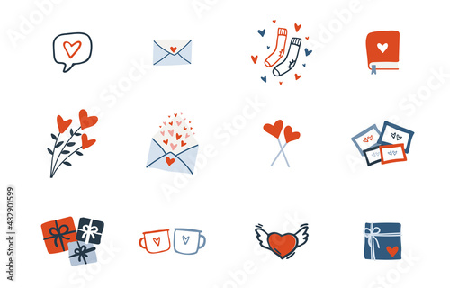 Set of cute love icon. Romance icon collection. Valentine's day element