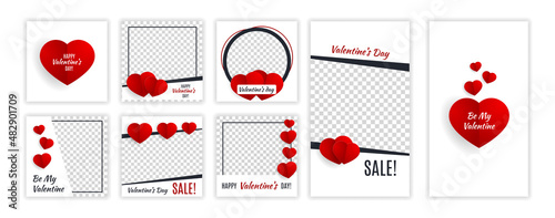 Valentine's day template for social networks stories and posts. Design love backgrounds.