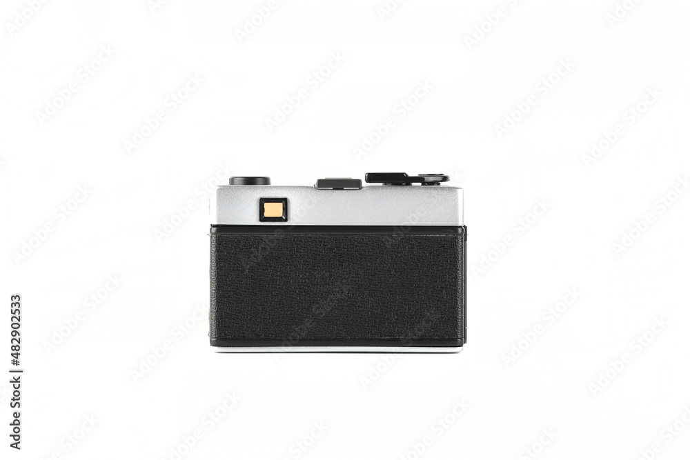 The old automatic camera on white background.